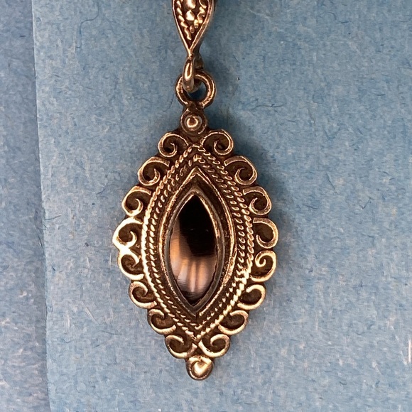 925 Silver and Onyx Double Drop Earrings - Picture 3 of 5